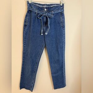 Redial bow waist raw hem ankle jeans retro 80s Y2K SZ 38 EUR SZ 6 U.S.
